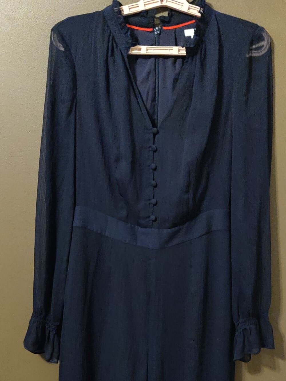 Boden Sarah Frill Navy Blue Jumpsuit Women's Size US 2R - Picture 2 of 9